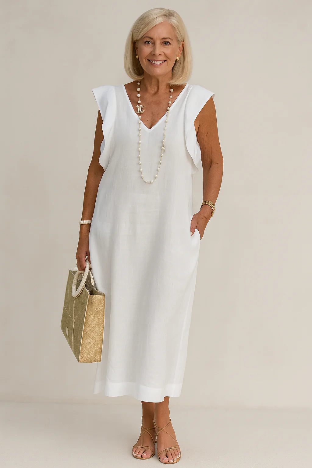 Sofia | Elegant sleeveless dress in cotton linen