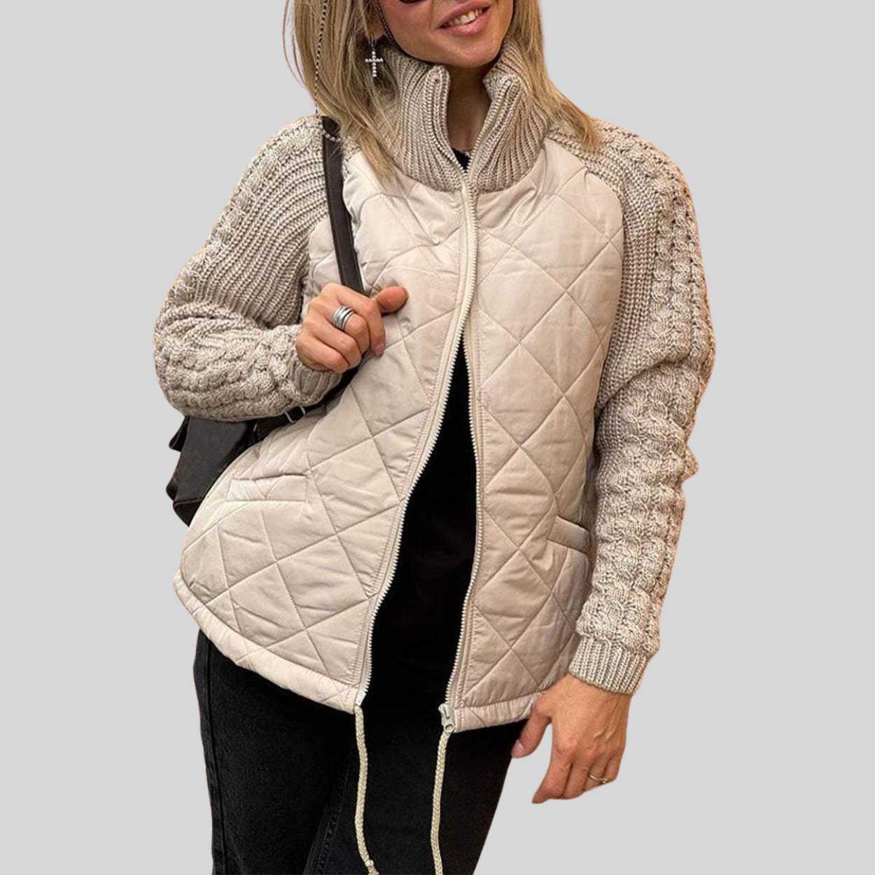 Sofia | Luxury coat with knitted sleeves