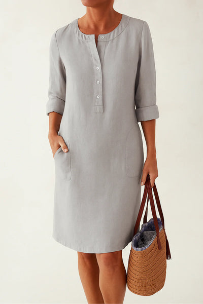 Sofia | Linen dress with long sleeves