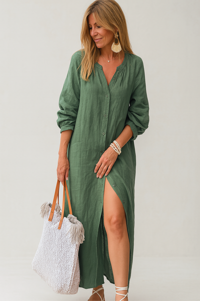 Sofia | Loose linen shirt dress