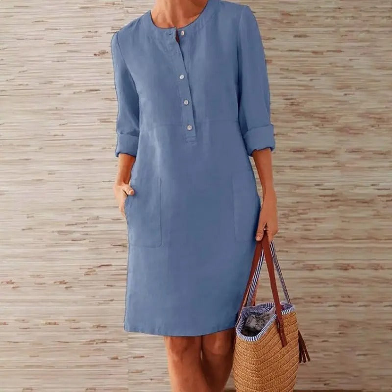 Sofia | Linen dress with long sleeves