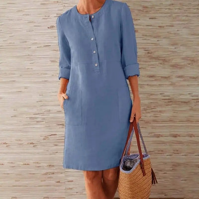Sofia | Linen dress with long sleeves