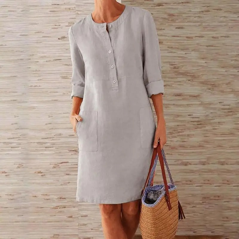 Sofia | Linen dress with long sleeves
