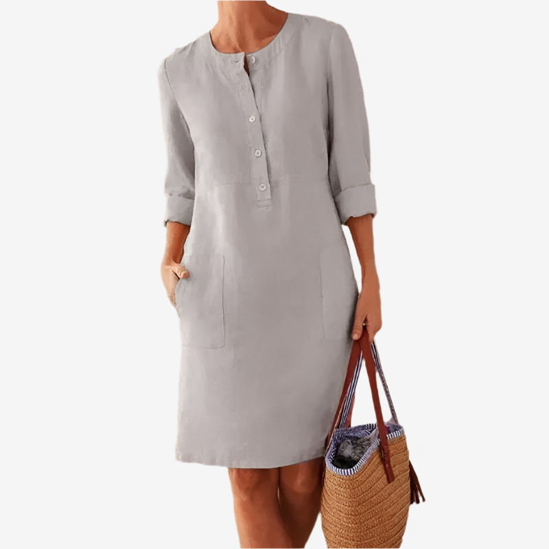 Sofia | Linen dress with long sleeves