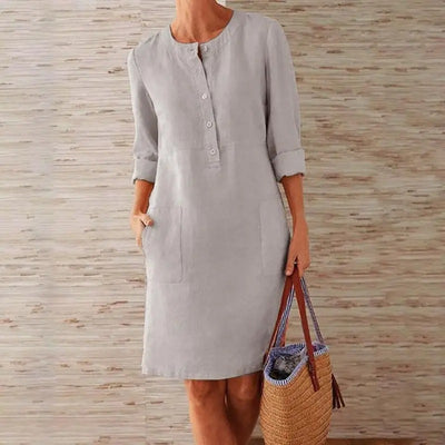 Sofia | Linen dress with long sleeves