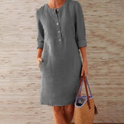 Sofia | Linen dress with long sleeves