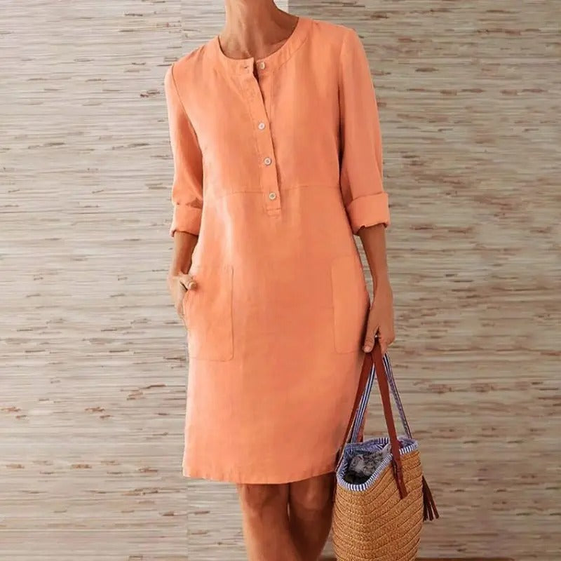 Sofia | Linen dress with long sleeves