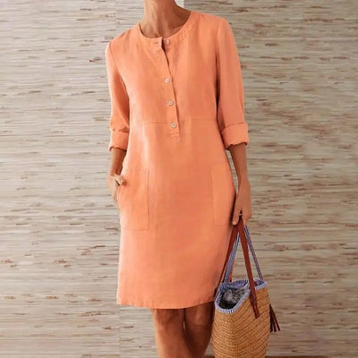 Sofia | Linen dress with long sleeves