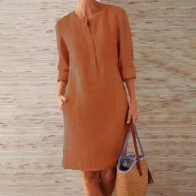 Sofia | Linen dress with long sleeves