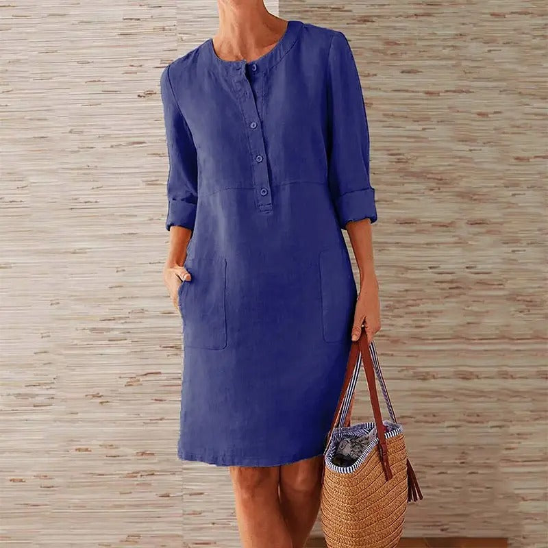 Sofia | Linen dress with long sleeves