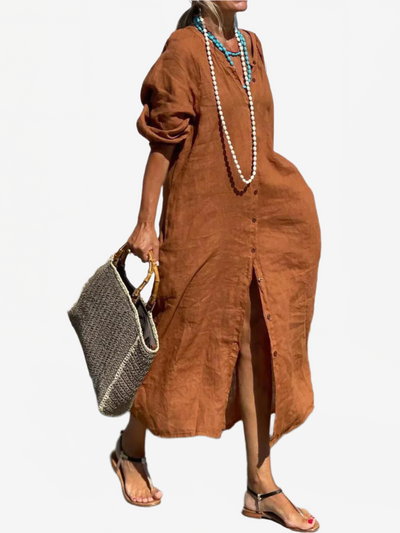 Sofia | Loose linen shirt dress