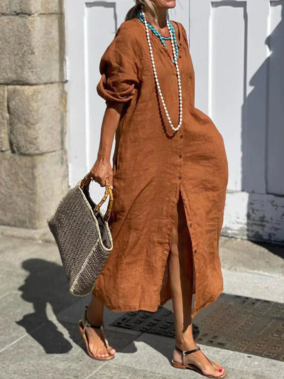 Sofia | Loose linen shirt dress